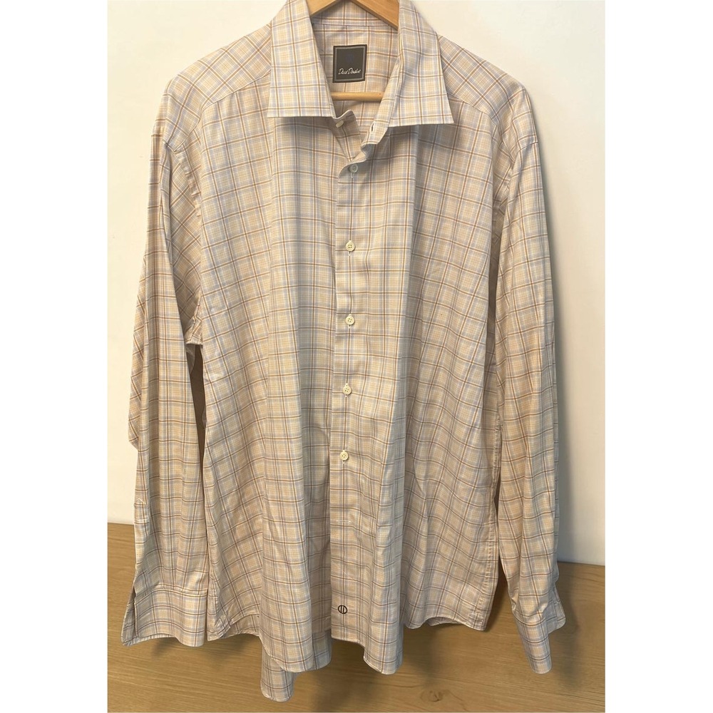 David Donahue Button Down Plaid Men's Long‎ Sleeved Size 18.5 36/37 Shirt